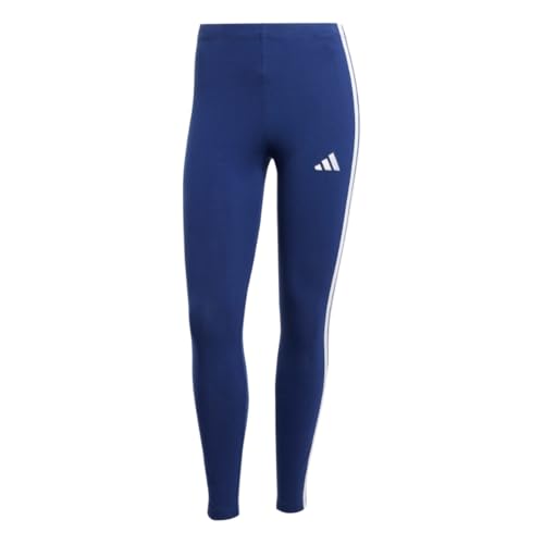 Adidas Womens 3-Stripes Single Jersey Sportswear Leggings, Dark Blue/White, Large