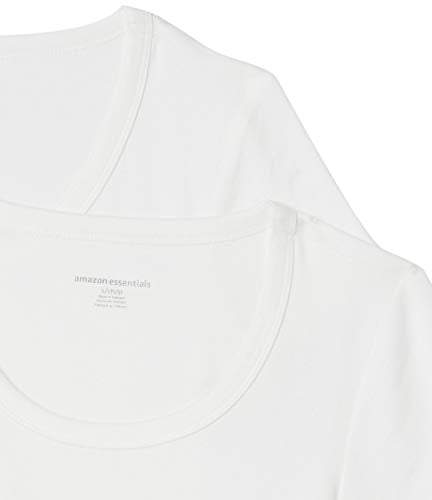Amazon Essentials Women's Slim-Fit Cap-Sleeve Scoop Neck T-Shirt, Pack of 2, White, Large