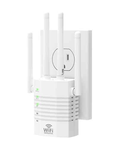 WiFi Extender Supports 105 Devices, 1.2Gbps Home Signal Booster,WiFi Extender Signal Booster with Dual Band 5GHz/2.4GHz, WiFi Booster Up to 12880 Sq.ft, EasyMesh Compatible, One Ethernet Port