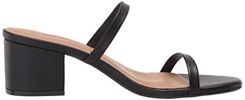 Amazon Essentials Women's Thin Two Strap Heeled Slide, Black, 12
