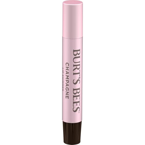 Burt's Bees Shimmer Lip Tint Set for Valentine's Day Gifts, Tinted Lip Balm Stick, Moisturizing for All Day Hydration with Natural Origin Glowy Pigmented Finish & Buildable Color, Champagne (4-Pack)