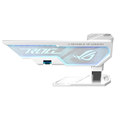 ASUS ROG Herculx Graphics Card Holder White Edition (Tool-Free Design, Included Spirit Level, Solid zinc Alloy, 72-128mm, Aura Sync)