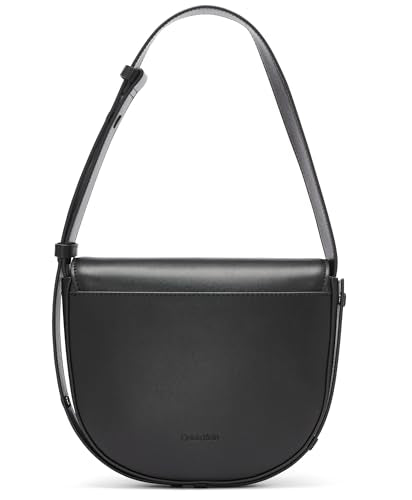 Calvin Klein Crisell Organizational Saddle Crossbody, Black/Silver, One Size