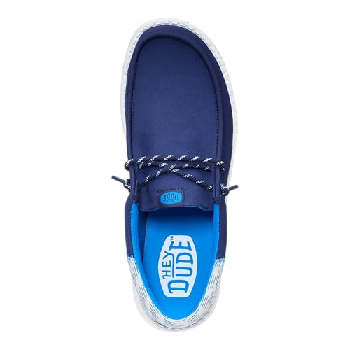 HEYDUDE Wally Funk Jersey Jacquard Peacoat Blue/Multi 10, Men’s Shoes, Slip-on Loafers, Comfortable & Light-Weight