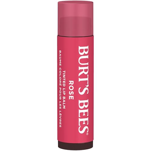 Burt's Bees Lip Tint Balm for Valentine's Day, with Long Lasting 2 in 1 Duo Tinted Balm Formula, Color Infused with Hydrating Shea Butter for a Natural Looking Buildable Finish, Rose (2-Pack)