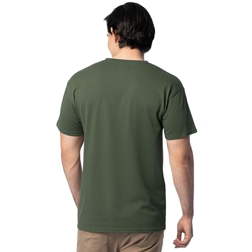 Fruit of the Loom Men's Eversoft Cotton T-Shirts (S-4XL), Crew-2 Pack-Military Green, 4X-Large