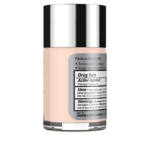 Neutrogena Healthy Skin Liquid Foundation Makeup with Broad Spectrum SPF 20 Sunscreen, Lightweight, Medium Coverage Makeup with Sunscreen and Pro-Vitamin B5, Natural Ivory 20, 1 fl. oz