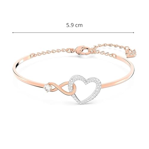 Swarovski Hyperbola Women's Bangle Bracelet with a Rose-Gold Tone Plated Bangle, Clear Crystals and Lobster Clasp