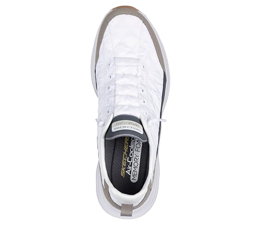 Skechers Men's Contour Foam Cozy Fit Hands Free Slip-in Sneaker,White/Taupe,7.5 Wide