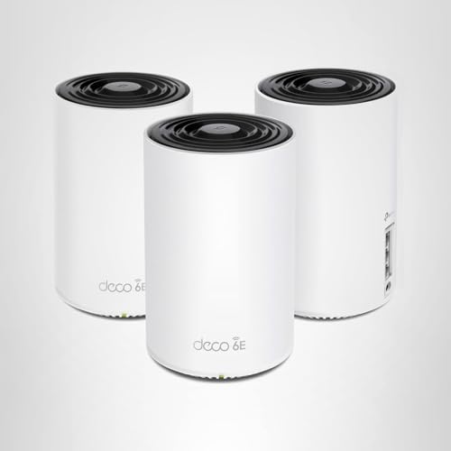 TP-Link Deco XE75 AXE5400 Tri-Band WiFi 6E Mesh System - Wi-Fi up to 7200 Sq.Ft, Engadget Rated Best Mesh for Most People, Replaces WiFi Router and Extender, AI-Driven Mesh New 6GHz Band, 3-Pack