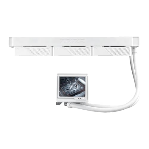 ASUS ROG RYUJIN III 360 ARGB EXTREME White Edition all-in-one AIO CPU liquid cooler, AMD Ryzen 9000 & Intel® Core™ Ultra Ready, Asetek Gen8 V2 pump;high airflow static pressure magnetic fans; 3.5" LCD