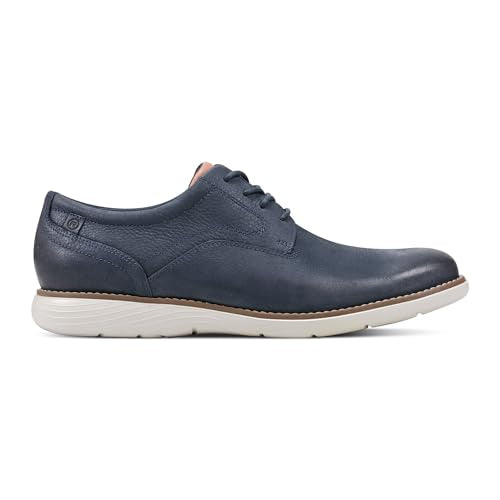 Rockport Men's Garett Plain Toe Oxford, Dark Blue Leather, 9 Medium