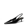 DREAM PAIRS Women's Kitten Heels Slingback Low Closed Toe Comfortable Pumps Pointed Toe Wedding Party Elegant Dress Shoes,Size 8,Black-Pat,SDPU25093W