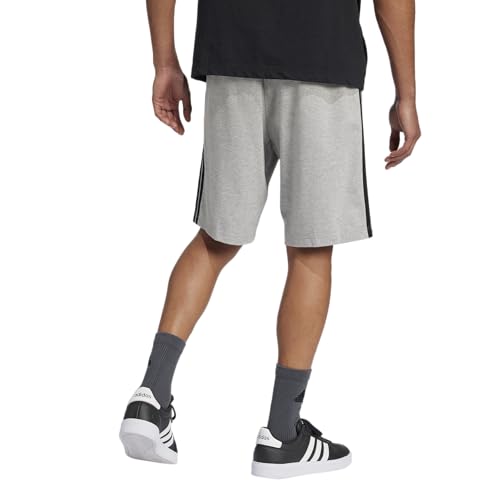 Adidas Men's Essentials 3-Stripes Single Jersey 10-Inch Sportswear Shorts, Medium Grey Heather/Black, Medium