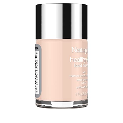 Neutrogena Healthy Skin Liquid Foundation Makeup with Broad Spectrum SPF 20 Sunscreen, Lightweight, Medium Coverage Makeup with Sunscreen and Pro-Vitamin B5, Natural Ivory 20, 1 fl. oz