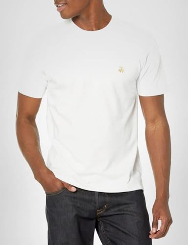 Brooks Brothers Men's Short Sleeve Cotton Crewneck Logo T-Shirt, White, Large