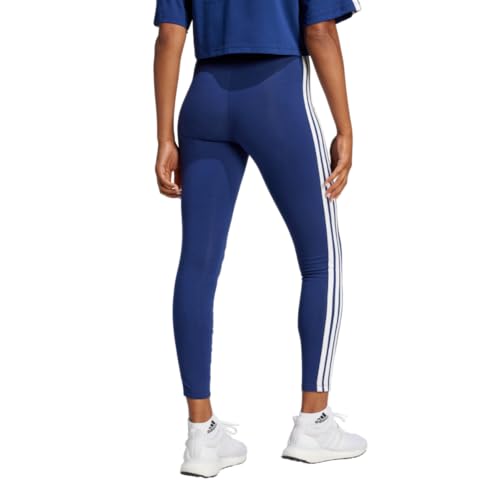 Adidas Womens 3-Stripes Single Jersey Sportswear Leggings, Dark Blue/White, Large