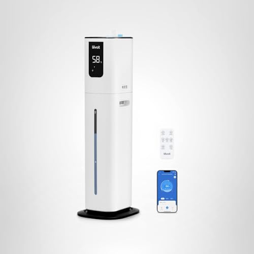 LEVOIT OasisMist 1000S (10L) Smart Humidifier for Home Large Room Bedroom, Last 100 Hours Suitable for Indoor Plant, Cover up to 600ft², Easy Top Fill, Remoter & Voice Control, Auto Mode, Quiet, White