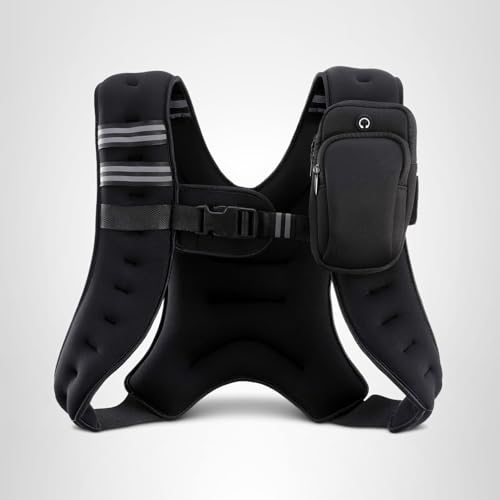 ZELUS Weighted Vest, 6lb/8lb/12lb/16lb/20lb/25lb/30lb Weight Vest with Reflective Stripe for Workout, Strength Training, Running, Fitness, Muscle Building, Weight Loss, Weightlifting, Black(12 lb)