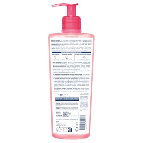 Bioderma Sensibio Foaming Gel Gentle Face Cleanser, Cleansing and Makeup Removing Refreshing Feeling for Sensitive Skin, Unscented, 16.9 Fl Oz