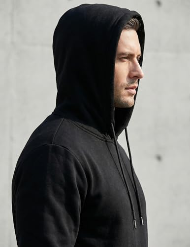 JMIERR Mens Cotton Fashion Hoodies & Sweatshirts Drawstring Long Sleeve Front Collar Hooded Pullovers with Pockets for Men Loose Fit Casua Fall Winter Shirt Tops Sweater Black