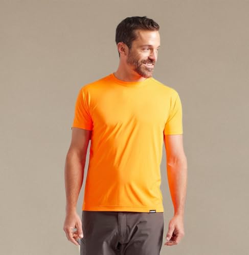 TRUEWERK B1 Sun Short Sleeve Tee for Men, Sun Protection Shirts, Moisture Wicking, UPF +50 Thermo Regulating Shirt, Viz Orange, XL