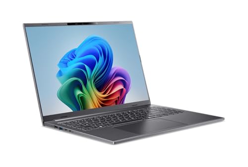 acer Aspire 16 AI Copilot+ PC | 16" WUXGA 120Hz Multi-Touch Display | Snapdragon X X1-26-100 | NPU: 45 Tops - GPU: Up to 1.7 TFLOPs | 16GB LPDDR5X | 512GB PCIe Gen 4 SSD | Wi-Fi 7 | A16-11MT-X669