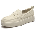 Rihero Slip On Womens Loafers Comfortable Casual Loafer Shoes Trendy Round Toe Platform Shoes for Work Walking Beige Size 8