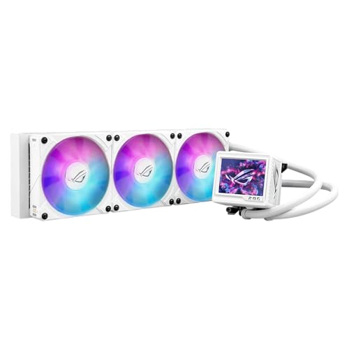 ASUS ROG RYUJIN III 360 ARGB EXTREME White Edition all-in-one AIO CPU liquid cooler, AMD Ryzen 9000 & Intel® Core™ Ultra Ready, Asetek Gen8 V2 pump;high airflow static pressure magnetic fans; 3.5" LCD