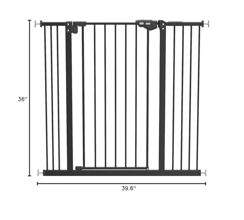 InnoTruth 36" Tall Baby Gate for Dogs, 29-39.6” Auto Close Safety Gate Crafted for Child Protection with 2.24" Slots, Dual-Lock Safety Design and Wall-Friendly, Black