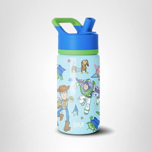 Simple Modern Kids Summit Water Bottle with Straw Lid | Disney Toy Story 14oz Stainless Steel Cup Insulated Tumbler for Boys, Girls, School | Buzz and Woody Adventures