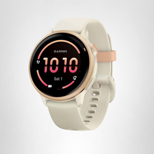 Garmin vívoactive® 6, Health and Fitness GPS Smartwatch, AMOLED Display, Up to 11 Days of Battery, Metallic Pink Dawn with Bone Band