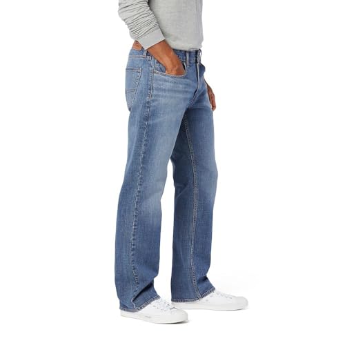 Levi Strauss Signature Gold Men's Relaxed Fit Flex Jeans, Hazy Horizon-Stretch Waistband, 38Wx36L