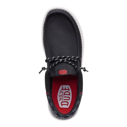 HEYDUDE Wally Funk Jersey Jacquard Black/Multi 11, Men’s Shoes, Slip-on Loafers, Comfortable & Light-Weight
