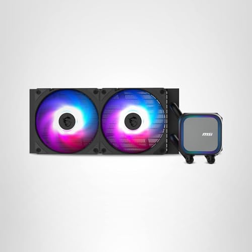 MSI MAG Coreliquid A13 240 - AIO ARGB CPU Liquid Cooler - 240mm Radiator - LGA 1700/1851 / AM5/AM4 Compatible - Dual 120mm ARGB PWM Fans, Black