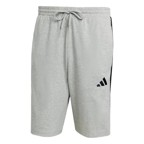 Adidas Men's Essentials 3-Stripes Single Jersey 10-Inch Sportswear Shorts, Medium Grey Heather/Black, Medium