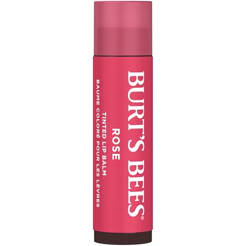 Burt's Bees Lip Tint Balm for Valentine's Day, with Long Lasting 2 in 1 Duo Tinted Balm Formula, Color Infused with Hydrating Shea Butter for a Natural Looking Buildable Finish, Rose (2-Pack)