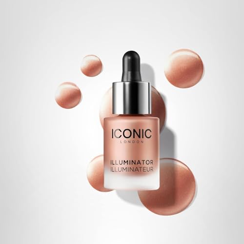 ICONIC LONDON Illuminator | Liquid Highlighting Drops for a Radiant Glow, Cruelty-Free, Vegan Makeup, Blush (Peachy Rose) 0.45 Fl oz