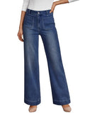Trendy Queen Women's Wide Leg Jeans High Waisted Straight Leg Jeans Stretchy Baggy Denim Pants Blue 8