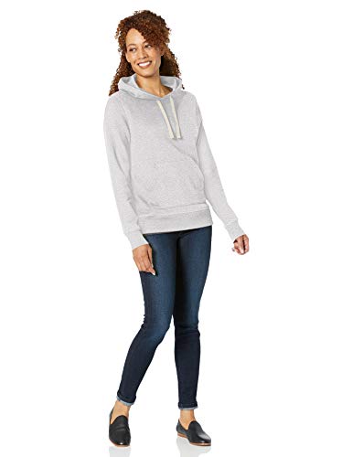 Amazon Essentials Women's Regular-Fit Brushed Back Fleece Pullover Hoodie (Available in Plus Size), Light Grey Heather, Large