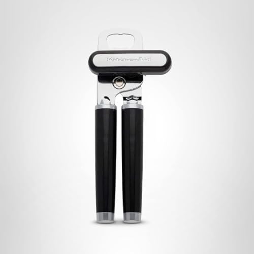 KitchenAid Classic Multifunction Can Opener and Bottle Opener Easy to Use, Razor Sharp Stainless Steel Cutting Wheel, Soft Ergonomic Handles, Black