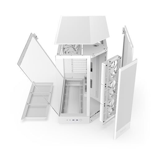 NZXT H9 Flow (2025) – Large Dual-Chamber ATX Mid-Tower Airflow PC Case – Includes 3 x 140mm & 1 x 120mm Fans – 420mm Radiator Support – Tempered Glass – Back-Connect Ready – White