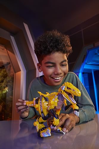 Armorsaurs Armor-Up Yellow Raptor Dinosaur Blaze Toy Figure with 7 Removable Armor Pieces and Tail-Triggered Chomp Action, 7" H x 15.2" L, Kids, Boys, Girls, Ages 6+