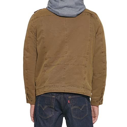 Levi's mens Washed Hooded Military cotton lightweight jackets, Khaki, X-Large US