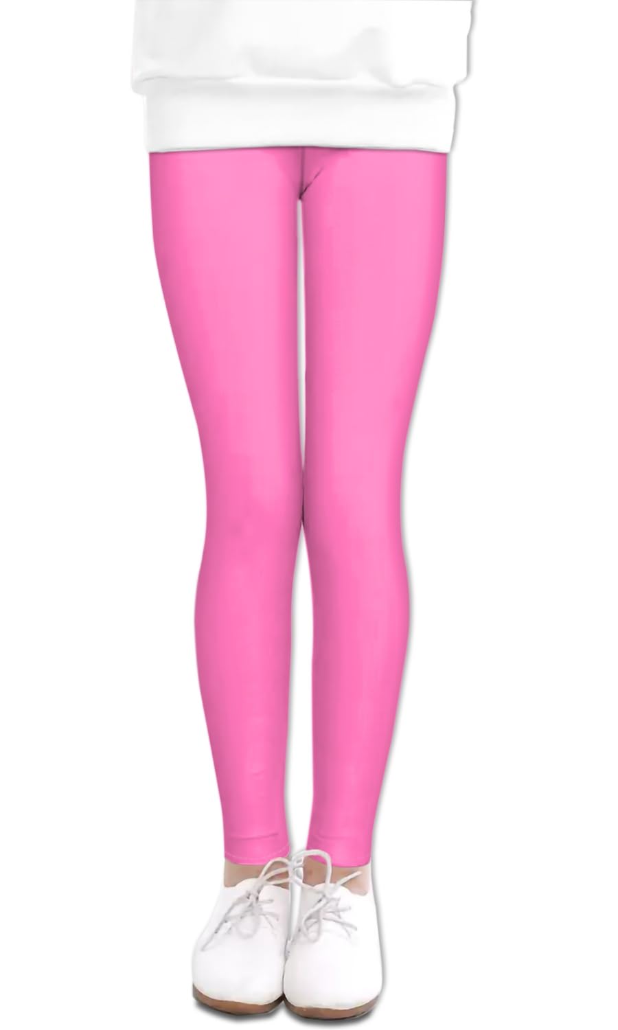 LUOUSE Girl's 3 pack Full Length Comfy Yoga Pants, 01 Cute Pink Pureple Rose, 8-9 Years