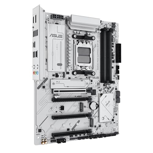 ASUS B650E MAX Gaming WiFi W – AMD B650 AM5 ATX Motherboard, White PCB, DDR5, PCIe 5.0, 3X M.2, Wi-Fi 6E, 2.5Gb LAN, USB 10Gbps Type-C, DisplayPort, HDMI™, BIOS Flashback™, Aura Sync, Advanced AI PC