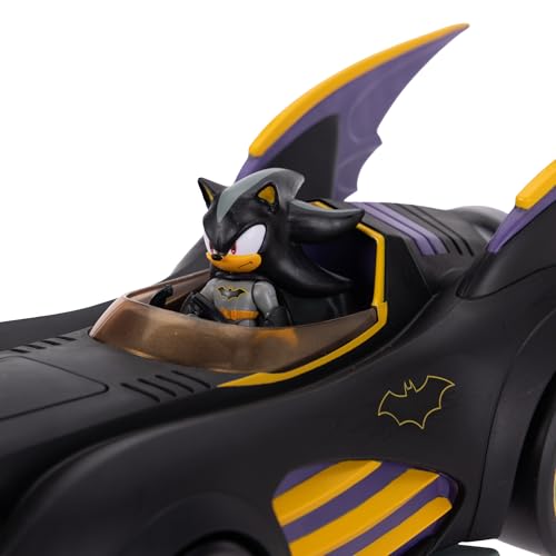 DC X Sonic Batmobile Shadow-fied! with Cool 2.5 Inch Shadow Action Figure as Batman, from The DC x Sonic The Hedgehog Comic Book Series - A Collector's Must Have!