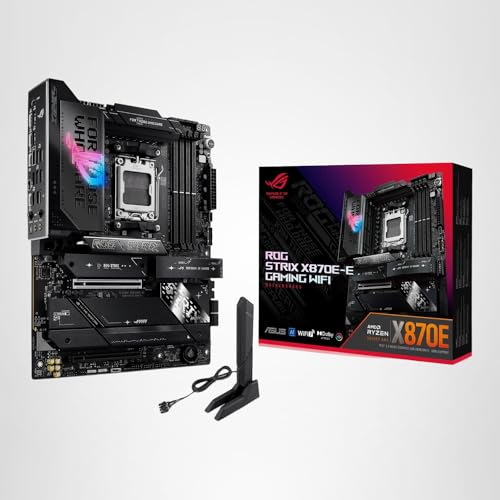 ASUS ROG Strix X870E-E Gaming WiFi AMD AM5 X870 ATX Motherboard 18+2+2 Power Stages, Dynamic OC Switcher, Core Flex, DDR5 AEMP, WiFi 7, 5X M.2, PCIe® 5.0, Q-Release Slim, USB4®, AI OCing & Networking
