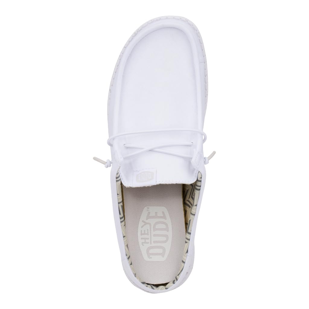 HEYDUDE Men's Wally Slip Stretch Canvas White/White Size 10 | Men's Shoes | Men Slip-on Loafers | Comfortable & Light-Weight