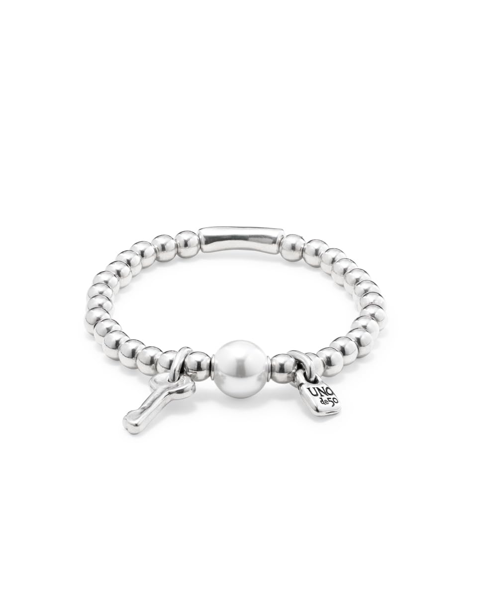 Uno de 50 Llavestruz Sterling Silver-Plated Stretch Bracelet with Pearl for Women
